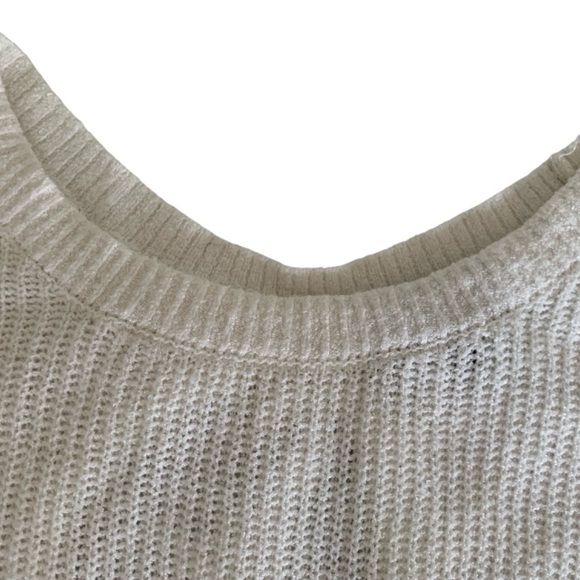 EXPRESS Sweater Oversized Cotton White Cut Out Back Hi Low Hem Scoop Neck VGUC - Picture 4 of 15